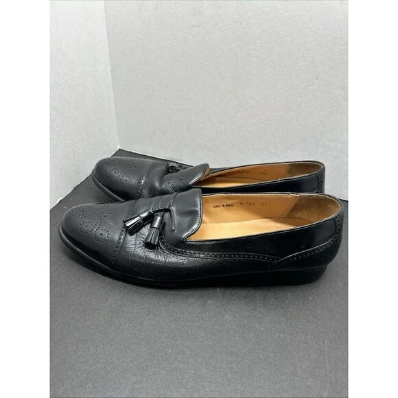 MEZLAN HAVANA Black Men’s 13 Leather Tassel Cap Toe Slip On Dress Loafers Spain - Picture 2 of 10